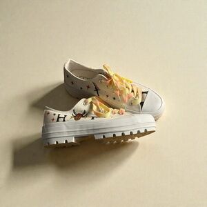 NO BO Low top canvas Women's Star Sneakers custom painted with unique art work